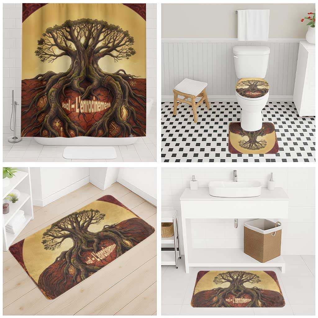 Léopold Sédar Senghor Bathroom Set Sacred Baobab Tree Design African Roots and Symbols Theme Negritude Movement - African Pride