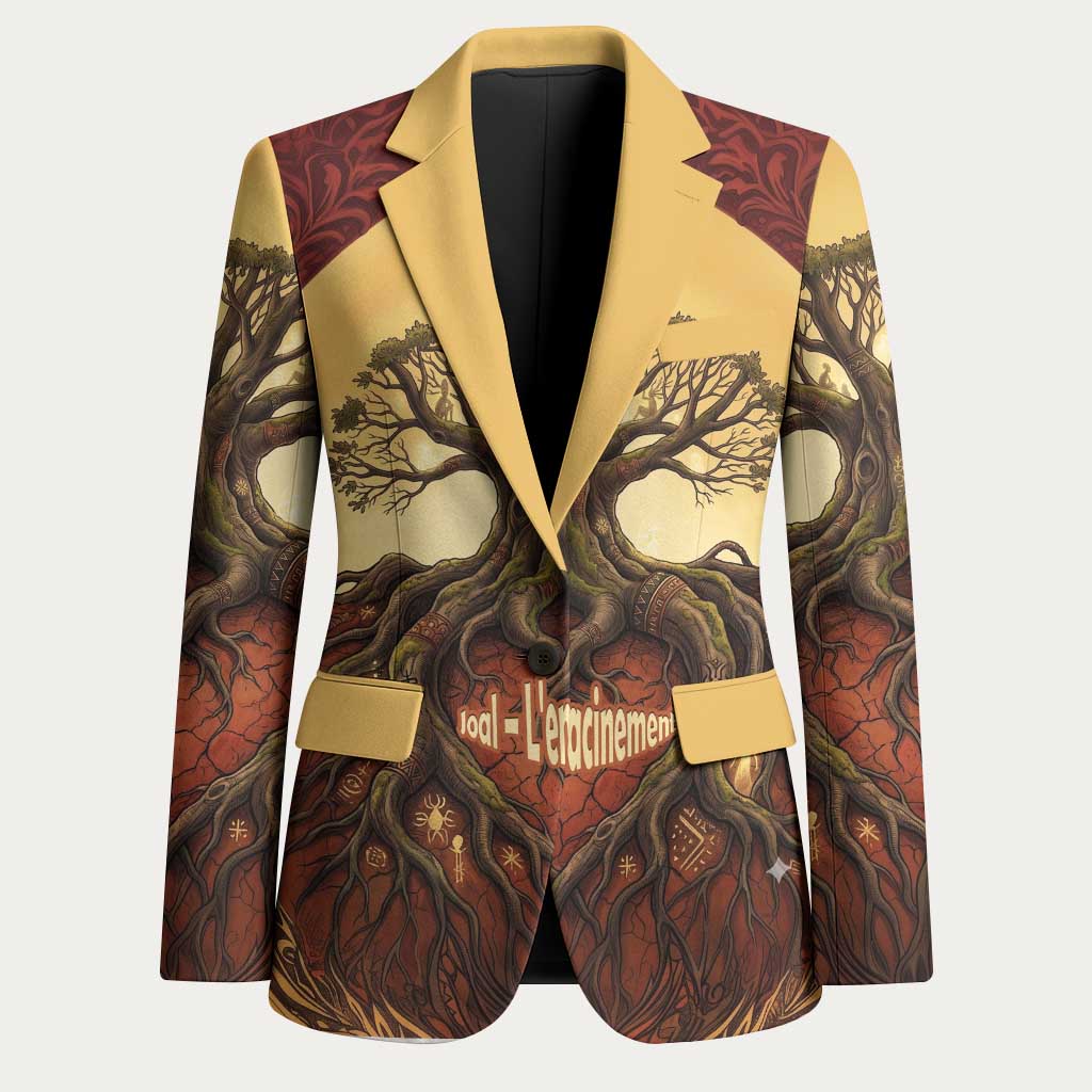 Léopold Sédar Senghor Blazer Sacred Baobab Tree Design African Roots and Symbols Theme Negritude Movement - African Pride