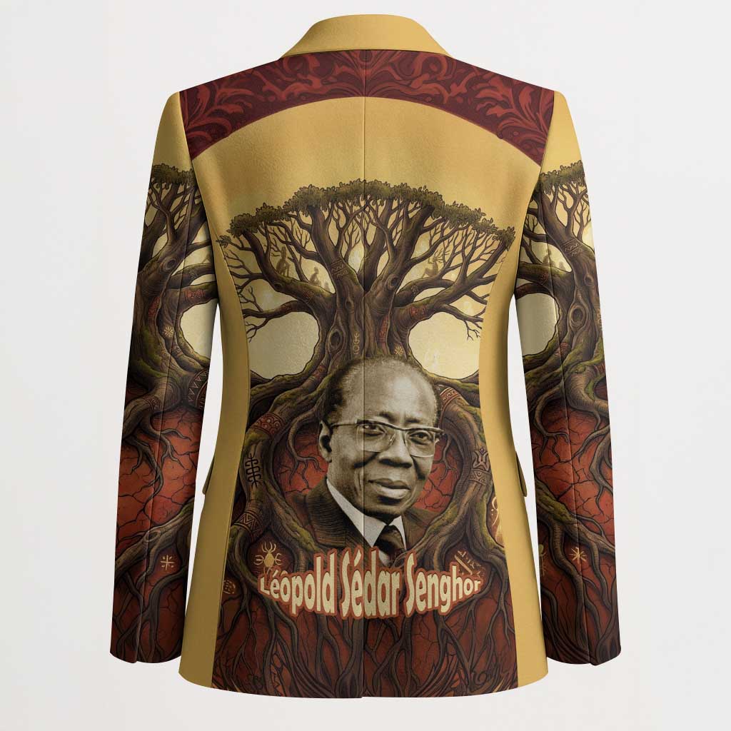 Léopold Sédar Senghor Blazer Sacred Baobab Tree Design African Roots and Symbols Theme Negritude Movement - African Pride