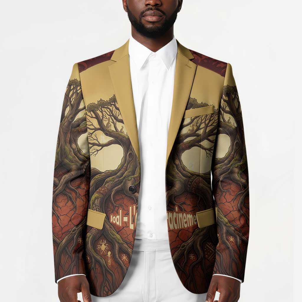 Léopold Sédar Senghor Blazer Sacred Baobab Tree Design African Roots and Symbols Theme Negritude Movement - African Pride
