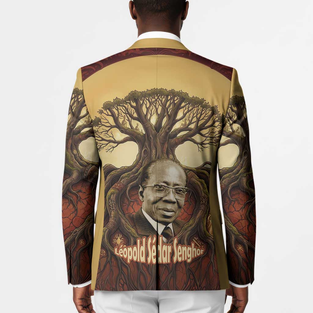 Léopold Sédar Senghor Blazer Sacred Baobab Tree Design African Roots and Symbols Theme Negritude Movement - African Pride