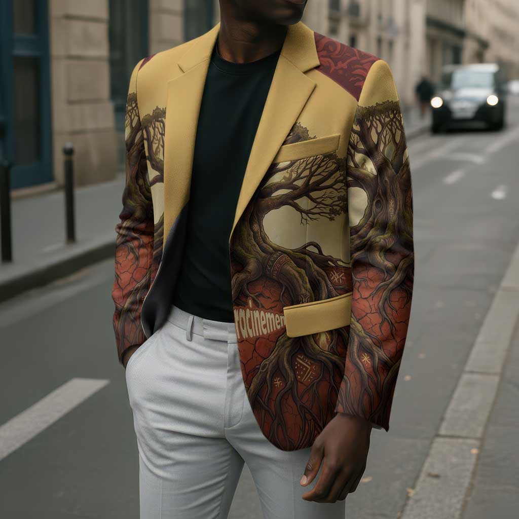 Léopold Sédar Senghor Blazer Sacred Baobab Tree Design African Roots and Symbols Theme Negritude Movement - African Pride