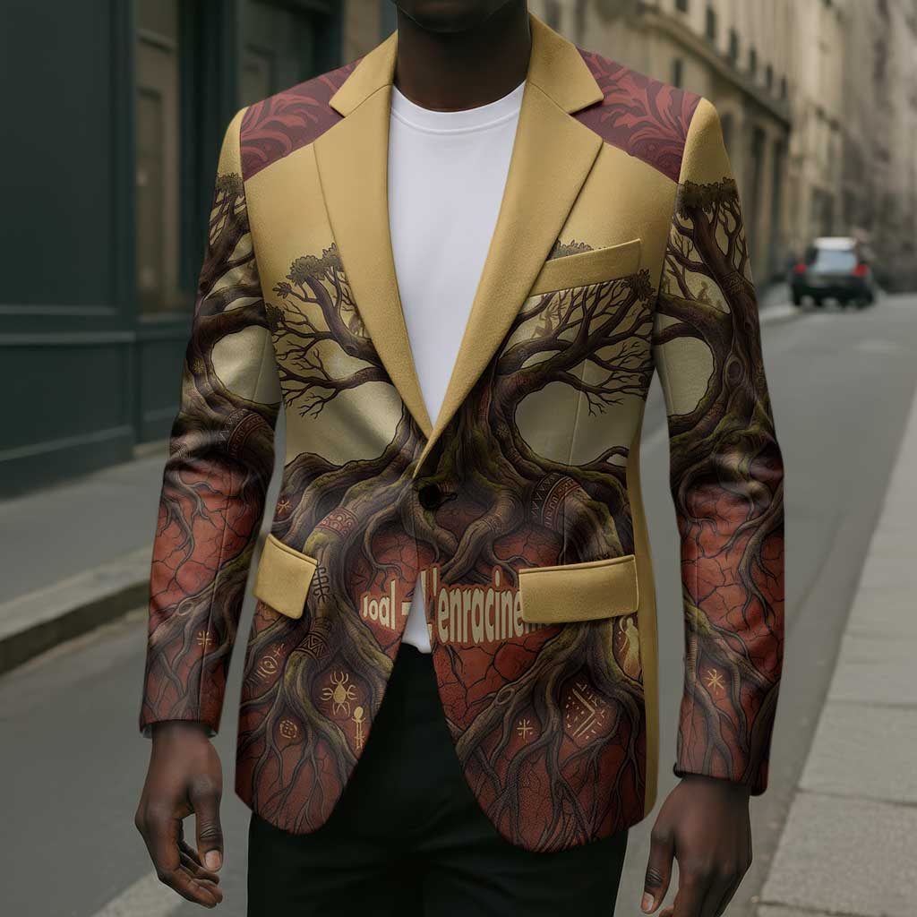 Léopold Sédar Senghor Blazer Sacred Baobab Tree Design African Roots and Symbols Theme Negritude Movement - African Pride
