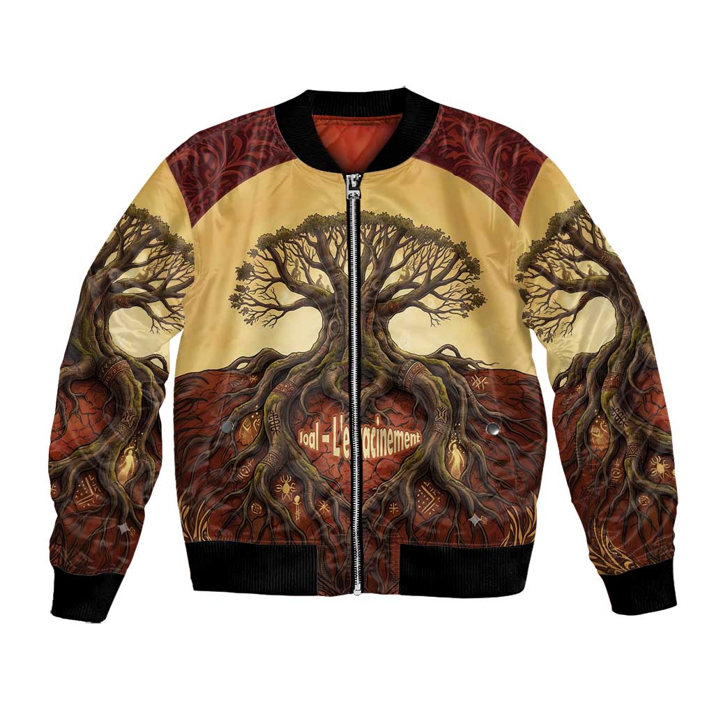 Léopold Sédar Senghor Bomber Jacket Sacred Baobab Tree Design African Roots and Symbols Theme Negritude Movement - African Pride