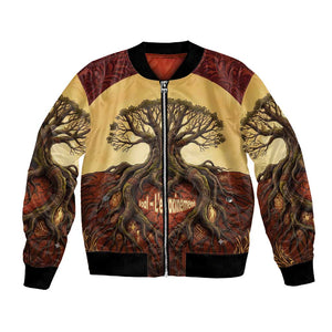 Léopold Sédar Senghor Bomber Jacket Sacred Baobab Tree Design African Roots and Symbols Theme Negritude Movement - African Pride