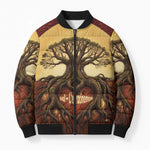 Léopold Sédar Senghor Bomber Puffer Jacket Sacred Baobab Tree Design African Roots and Symbols Theme Negritude Movement - African Pride