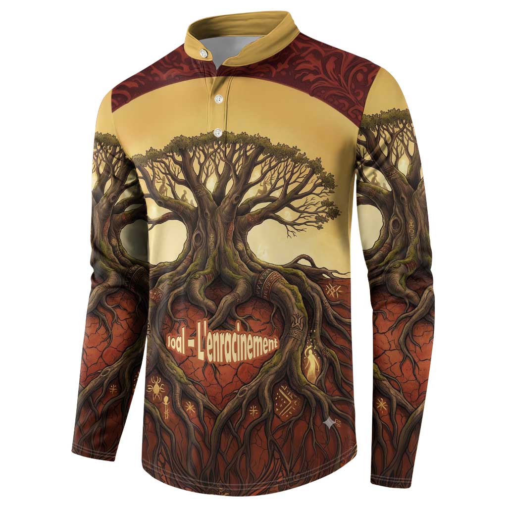 Léopold Sédar Senghor Button Sweatshirt Sacred Baobab Tree Design African Roots and Symbols Theme Negritude Movement