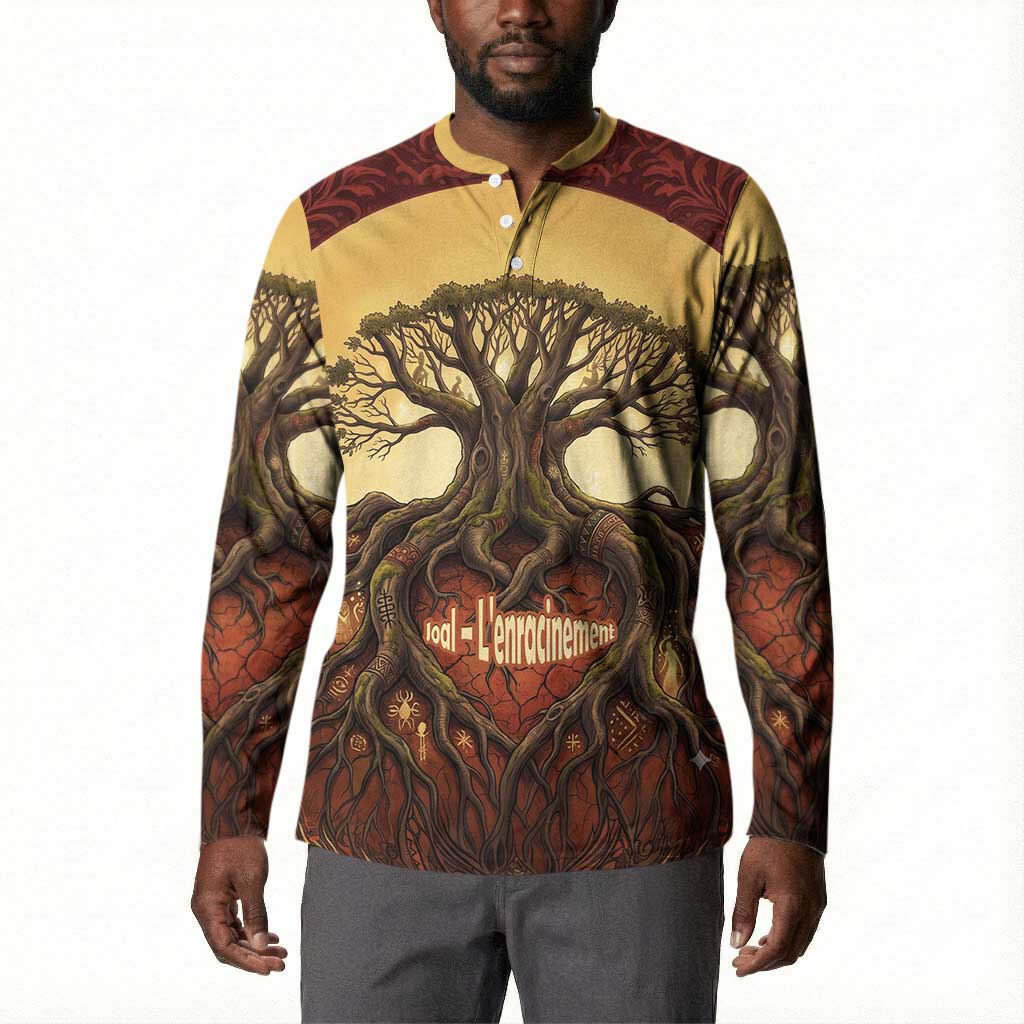 Léopold Sédar Senghor Button Sweatshirt Sacred Baobab Tree Design African Roots and Symbols Theme Negritude Movement
