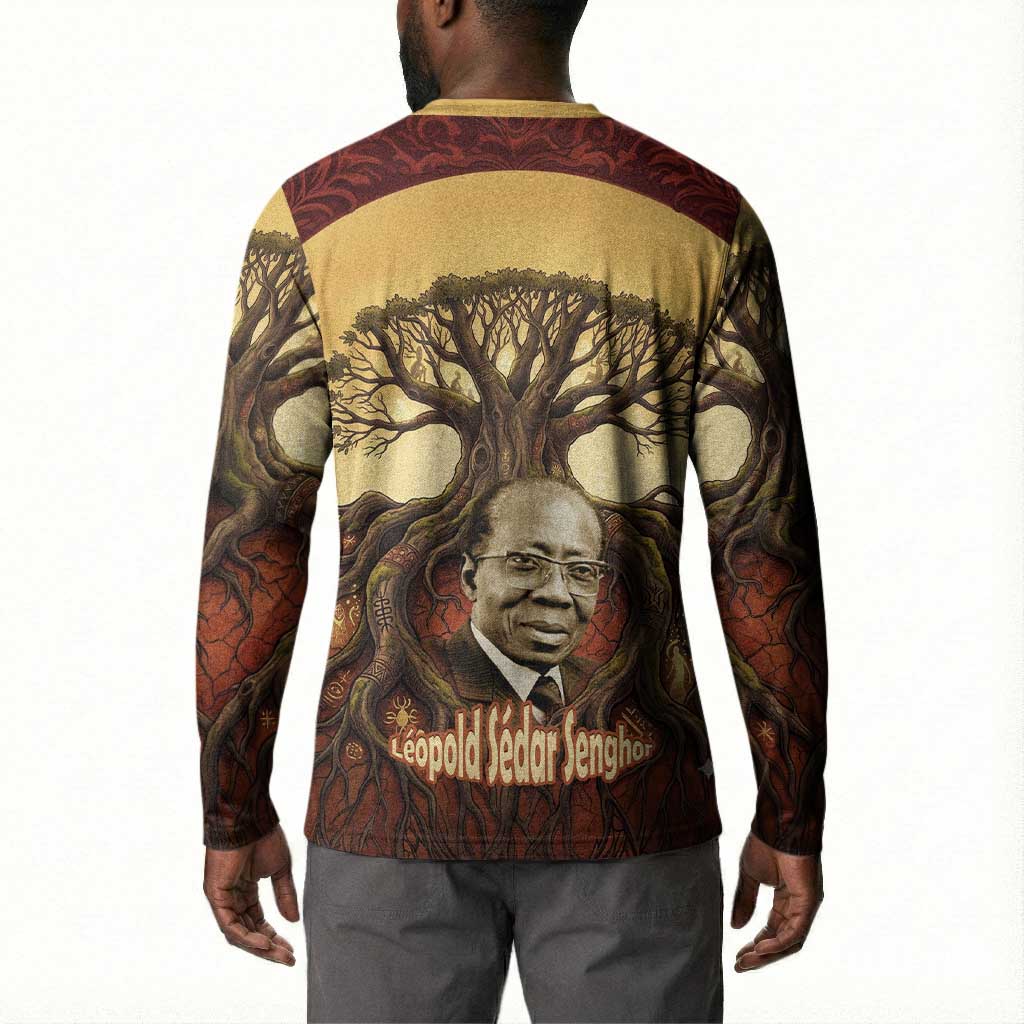 Léopold Sédar Senghor Button Sweatshirt Sacred Baobab Tree Design African Roots and Symbols Theme Negritude Movement