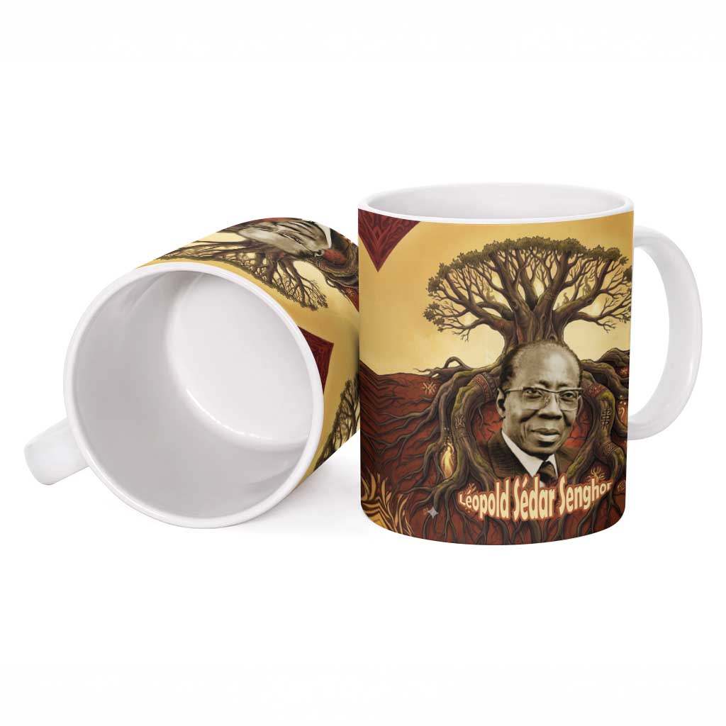 Léopold Sédar Senghor Ceramic Mug Sacred Baobab Tree Design African Roots and Symbols Theme Negritude Movement - African Pride