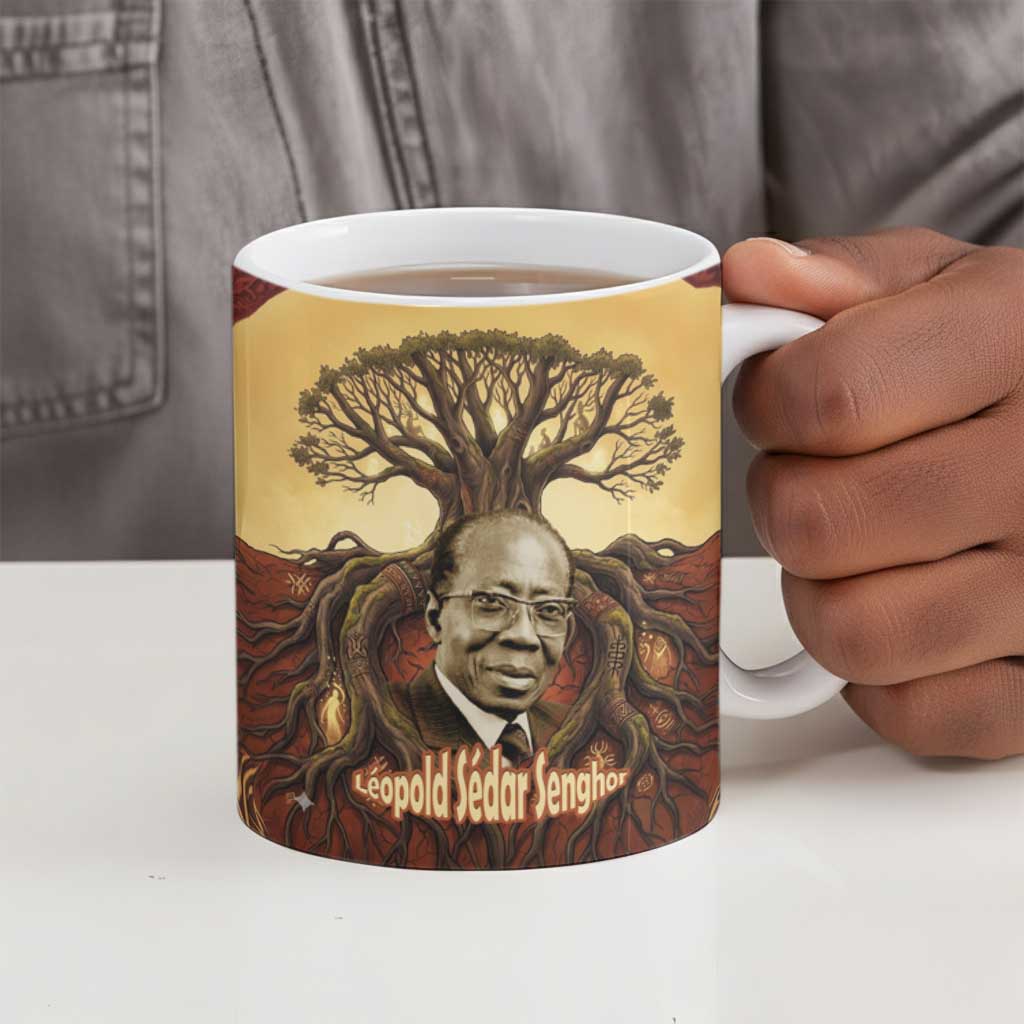Léopold Sédar Senghor Ceramic Mug Sacred Baobab Tree Design African Roots and Symbols Theme Negritude Movement - African Pride