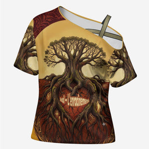 Léopold Sédar Senghor Cross Shoulder Shirt Sacred Baobab Tree Design African Roots and Symbols Theme Negritude Movement - African Pride