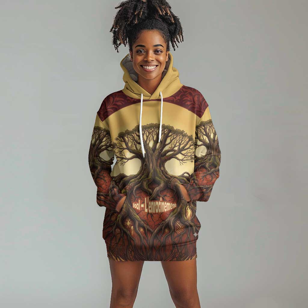 Léopold Sédar Senghor Hoodie Dress Sacred Baobab Tree Design African Roots and Symbols Theme Negritude Movement - African Pride