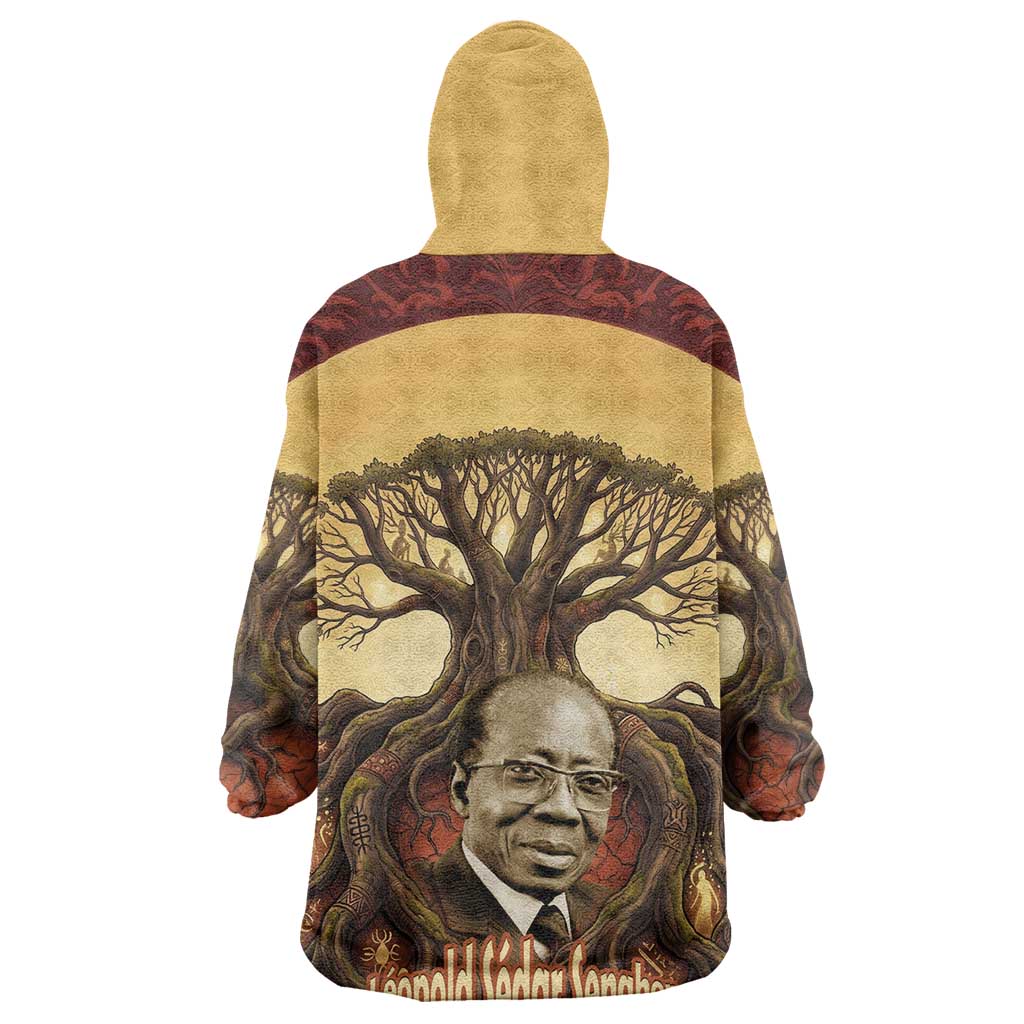 Léopold Sédar Senghor Kid Wearable Blanket Hoodie Sacred Baobab Tree Design African Roots and Symbols Theme Negritude Movement - African Pride