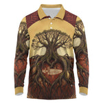 Léopold Sédar Senghor Long Sleeve Polo Shirt Sacred Baobab Tree Design African Roots and Symbols Theme Negritude Movement - African Pride