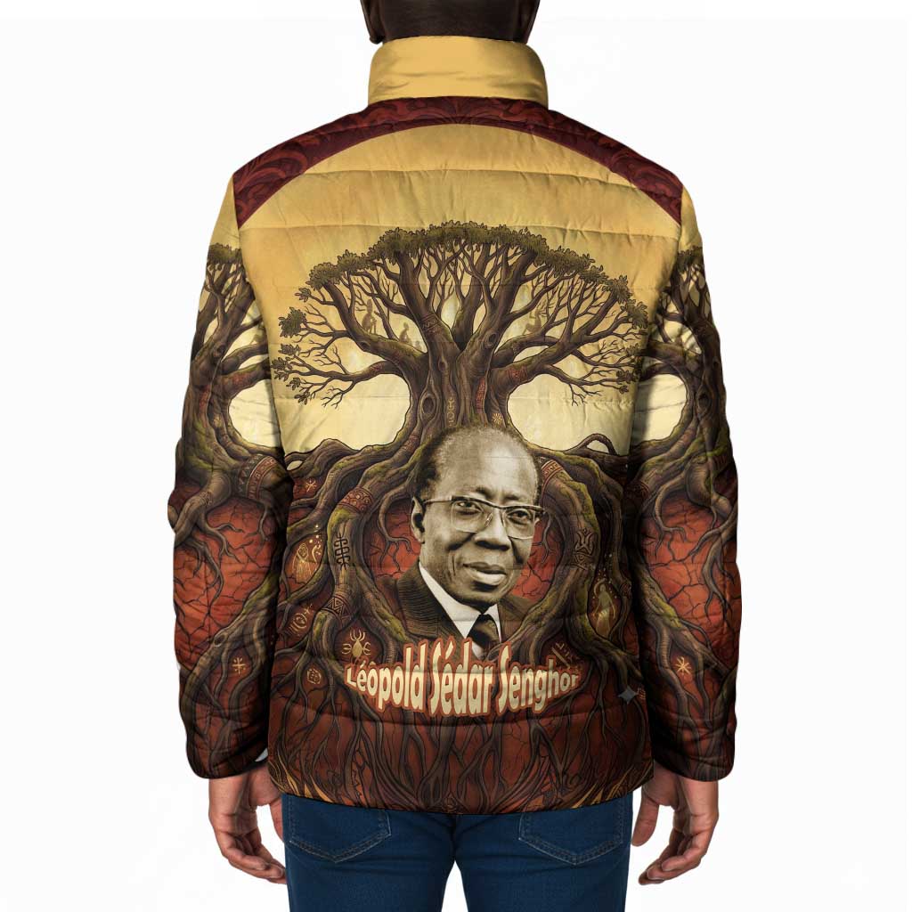 Léopold Sédar Senghor Padded Jacket Sacred Baobab Tree Design African Roots and Symbols Theme Negritude Movement - African Pride