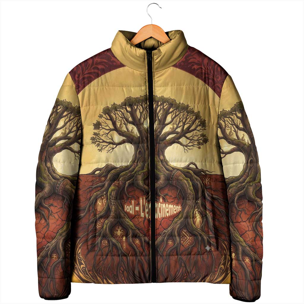 Léopold Sédar Senghor Padded Jacket Sacred Baobab Tree Design African Roots and Symbols Theme Negritude Movement - African Pride