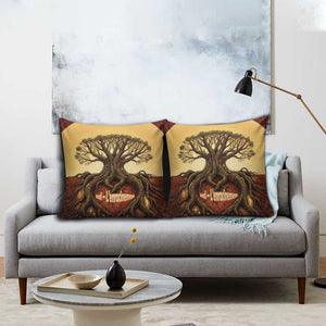 Léopold Sédar Senghor Pillow Cover Sacred Baobab Tree Design African Roots and Symbols Theme Negritude Movement - African Pride
