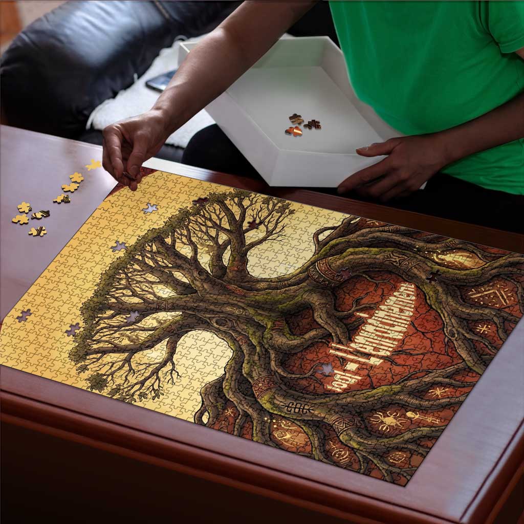 Léopold Sédar Senghor Puzzle Sacred Baobab Tree Design African Roots and Symbols Theme Negritude Movement - African Pride