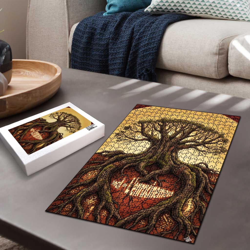 Léopold Sédar Senghor Puzzle Sacred Baobab Tree Design African Roots and Symbols Theme Negritude Movement - African Pride