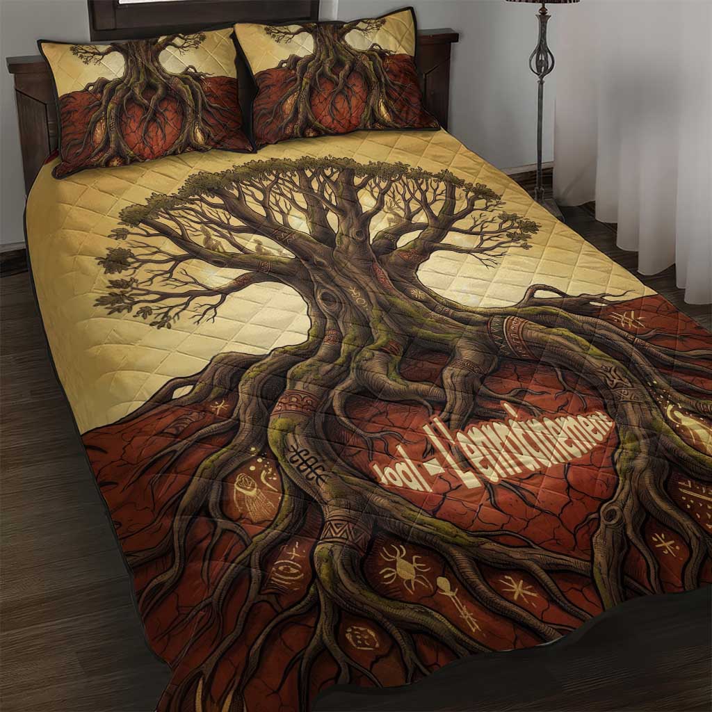 Léopold Sédar Senghor Quilt Bed Set Sacred Baobab Tree Design African Roots and Symbols Theme Negritude Movement - African Pride