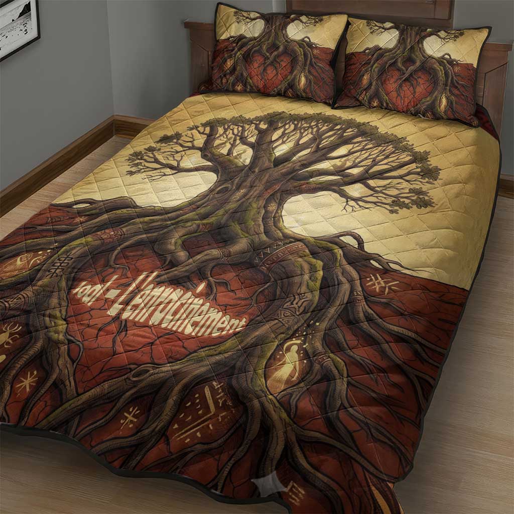 Léopold Sédar Senghor Quilt Bed Set Sacred Baobab Tree Design African Roots and Symbols Theme Negritude Movement - African Pride