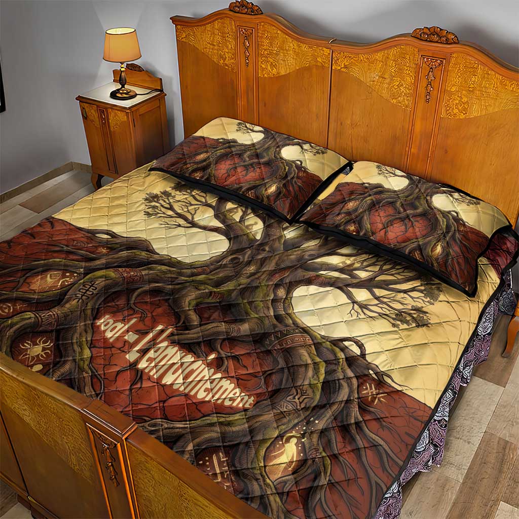 Léopold Sédar Senghor Quilt Bed Set Sacred Baobab Tree Design African Roots and Symbols Theme Negritude Movement - African Pride