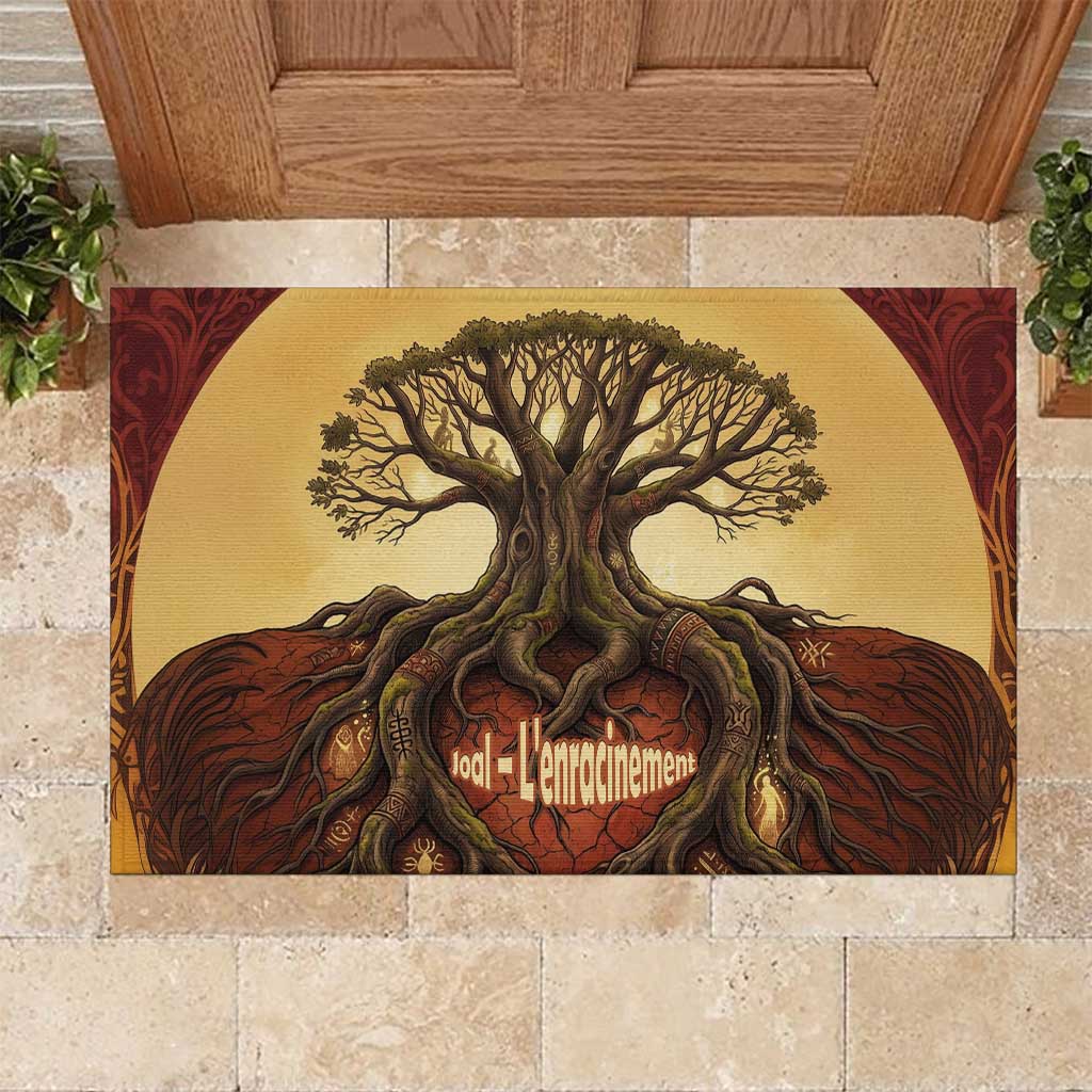 Léopold Sédar Senghor Rubber Doormat Sacred Baobab Tree Design African Roots and Symbols Theme Negritude Movement - African Pride