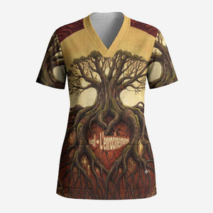 Léopold Sédar Senghor Scrub Top Sacred Baobab Tree Design African Roots and Symbols Theme Negritude Movement - African Pride