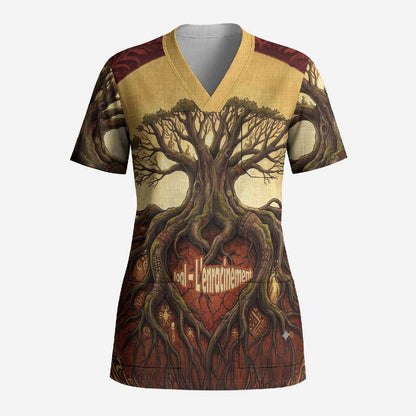 Léopold Sédar Senghor Scrub Top Sacred Baobab Tree Design African Roots and Symbols Theme Negritude Movement - African Pride