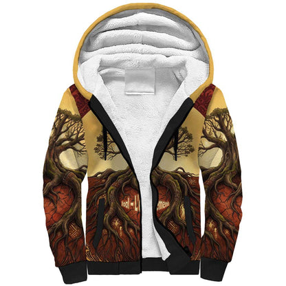 Léopold Sédar Senghor Sherpa Hoodie Sacred Baobab Tree Design African Roots and Symbols Theme Negritude Movement - African Pride