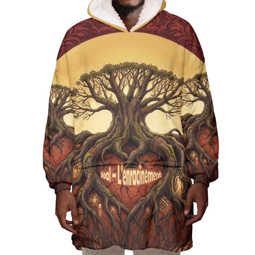 Léopold Sédar Senghor Wearable Blanket Hoodie Sacred Baobab Tree Design African Roots and Symbols Theme Negritude Movement - African Pride