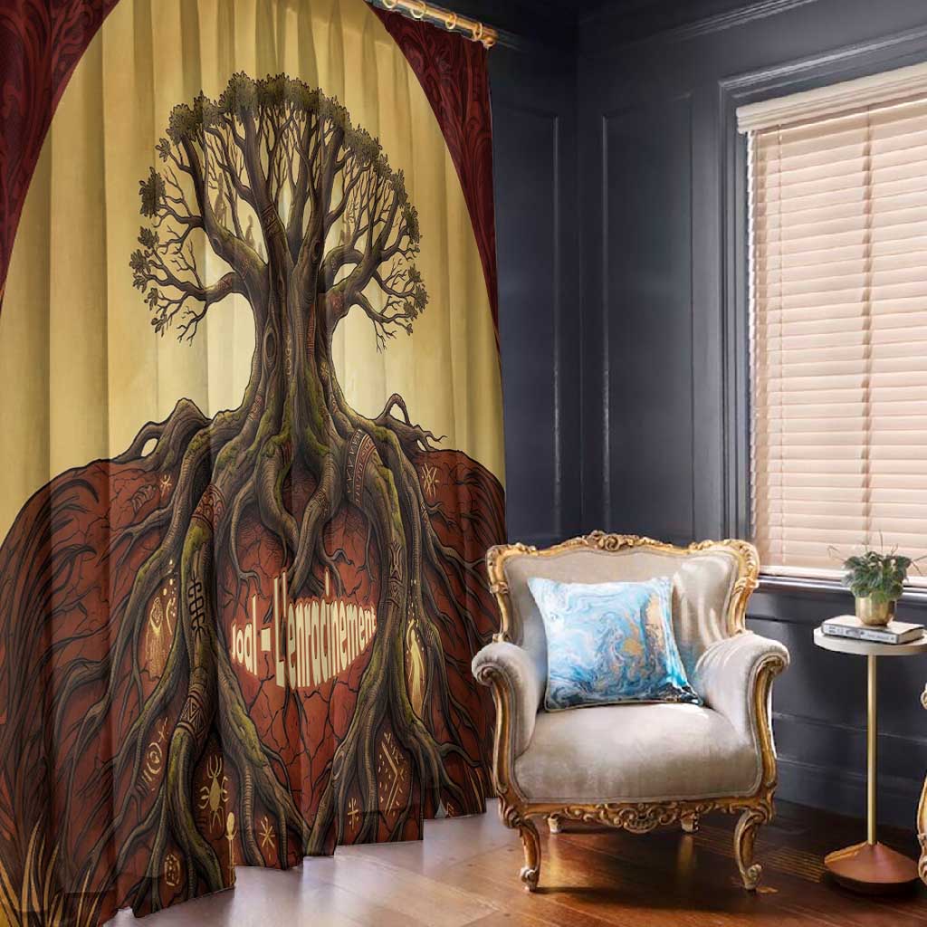 Léopold Sédar Senghor Window Curtain Sacred Baobab Tree Design African Roots and Symbols Theme Negritude Movement - African Pride