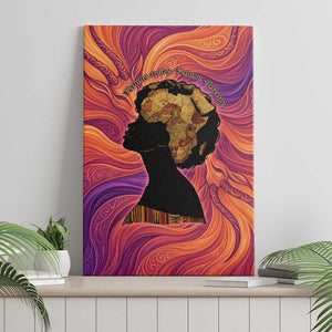 Léopold Sédar Senghor Canvas Wall Art Femme Noire Silhouette with Africa Map Pattern Vibrant Swirl Background - African Pride