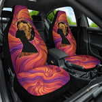 Léopold Sédar Senghor Car Seat Cover Femme Noire Silhouette with Africa Map Pattern Vibrant Swirl Background - African Pride