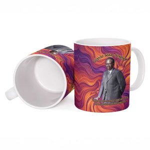 Léopold Sédar Senghor Ceramic Mug Femme Noire Silhouette with Africa Map Pattern Vibrant Swirl Background - African Pride