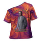 Léopold Sédar Senghor Cross Shoulder Shirt Femme Noire Silhouette with Africa Map Pattern Vibrant Swirl Background - African Pride