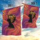 Léopold Sédar Senghor Garden Flag Femme Noire Silhouette with Africa Map Pattern Vibrant Swirl Background - African Pride