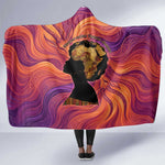 Léopold Sédar Senghor Hooded Blanket Femme Noire Silhouette with Africa Map Pattern Vibrant Swirl Background - African Pride