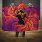 Léopold Sédar Senghor Hooded Blanket Femme Noire Silhouette with Africa Map Pattern Vibrant Swirl Background - African Pride