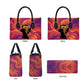 Léopold Sédar Senghor Leather Bag Femme Noire Silhouette with Africa Map Pattern Vibrant Swirl Background - African Pride
