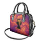 Léopold Sédar Senghor Shoulder Handbag Femme Noire Silhouette with Africa Map Pattern Vibrant Swirl Background - African Pride