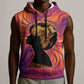 Léopold Sédar Senghor Sleeveless Hoodie Femme Noire Silhouette with Africa Map Pattern Vibrant Swirl Background - African Pride