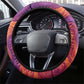 Léopold Sédar Senghor Steering Wheel Cover Femme Noire Silhouette with Africa Map Pattern Vibrant Swirl Background - African Pride