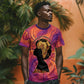 Léopold Sédar Senghor T shirt Femme Noire Silhouette with Africa Map Pattern Vibrant Swirl Background - African Pride