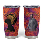 Léopold Sédar Senghor Tumbler Cup Femme Noire Silhouette with Africa Map Pattern Vibrant Swirl Background - African Pride