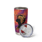 Léopold Sédar Senghor Tumbler Cup Femme Noire Silhouette with Africa Map Pattern Vibrant Swirl Background - African Pride