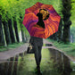 Léopold Sédar Senghor Umbrella Femme Noire Silhouette with Africa Map Pattern Vibrant Swirl Background - African Pride