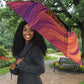 Léopold Sédar Senghor Umbrella Femme Noire Silhouette with Africa Map Pattern Vibrant Swirl Background - African Pride