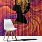 Léopold Sédar Senghor Window Curtain Femme Noire Silhouette with Africa Map Pattern Vibrant Swirl Background - African Pride